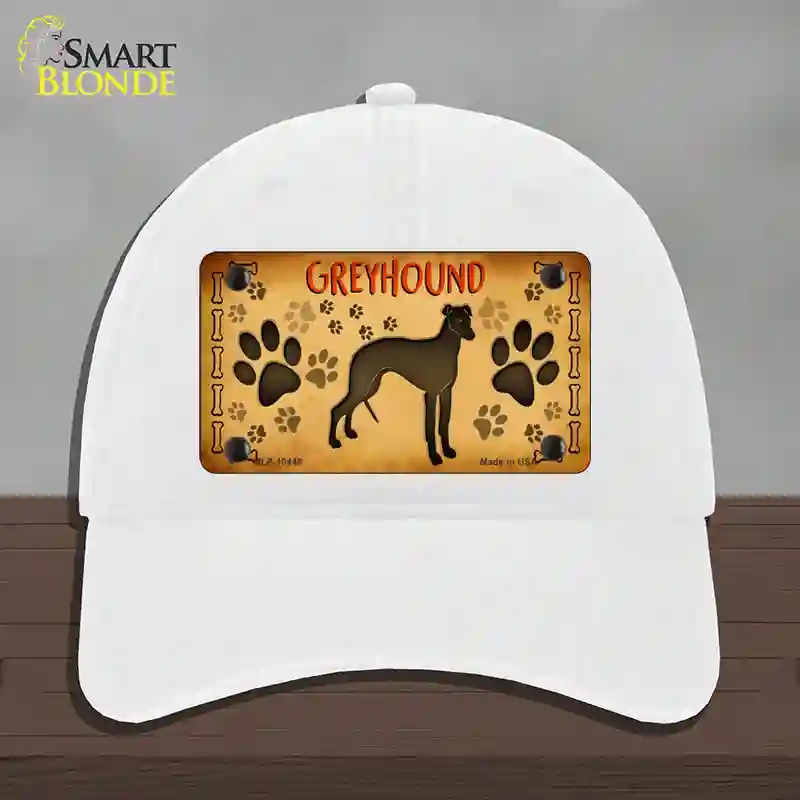 HAT14-MLP-10448 Greyhound Novelty License Plate Hat, Unconstructed Cotton - White