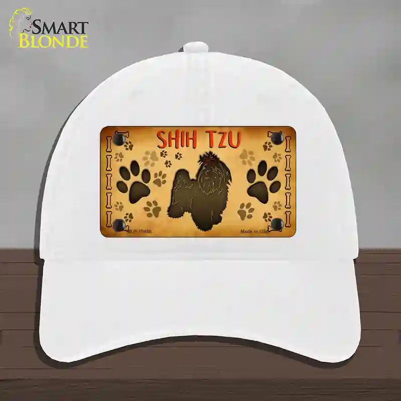 HAT14-MLP-10458 Shih Tzu Novelty License Plate Hat, Unconstructed Cotton - White
