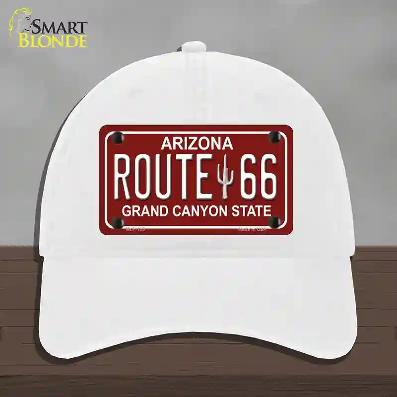 HAT14-MLP-105 Route 66 Arizona Red Novelty License Plate Hat, Unconstructed Cotton - White
