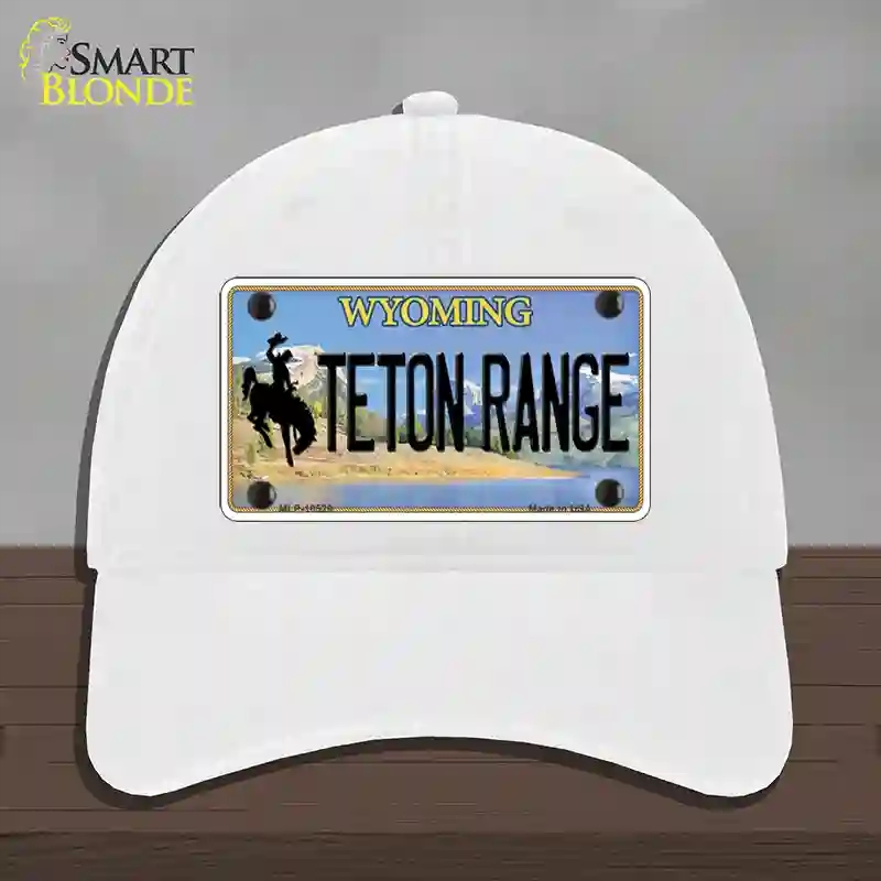 HAT14-MLP-10529 Teton Range Wyoming Novelty License Plate Hat, Unconstructed Cotton - White