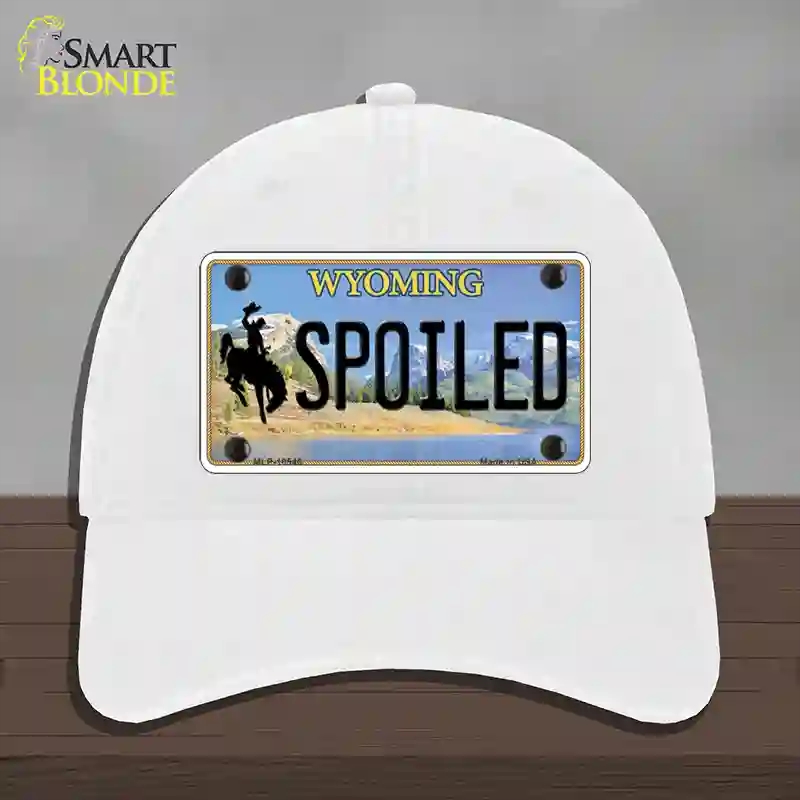 HAT14-MLP-10546 Spoiled Wyoming Novelty License Plate Hat, Unconstructed Cotton - White
