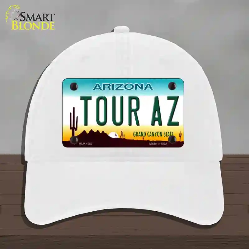 HAT14-MLP-1057 Tour Az Novelty License Plate Hat, Unconstructed Cotton - White