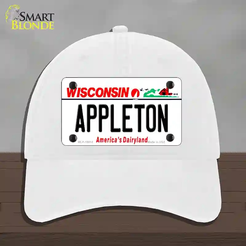 HAT14-MLP-10614 Appleton Wisconsin Novelty License Plate Hat, Unconstructed Cotton - White