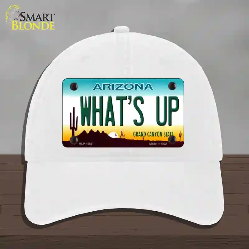 HAT14-MLP-1066 Whats Up Novelty License Plate Hat, Unconstructed Cotton - White