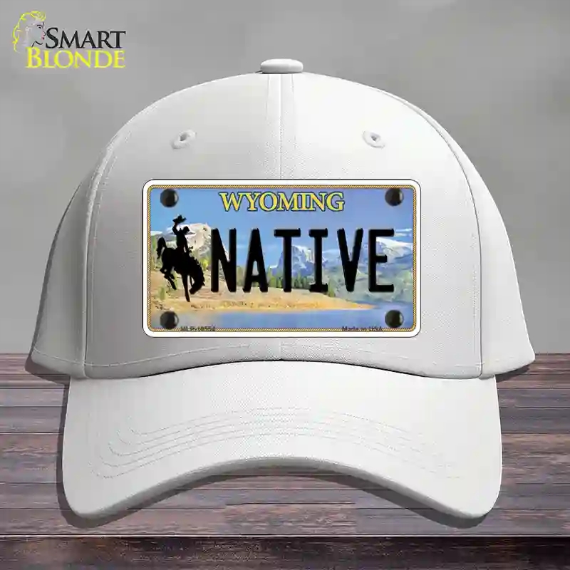 HAT21-MLP-10554 Native Wyoming Novelty License Plate Hat, Cotton - White
