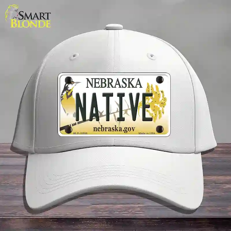 HAT21-MLP-10599 Native Nebraska Novelty License Plate Hat, Cotton - White