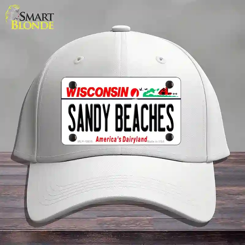 HAT21-MLP-10630 Sandy Beaches Wisconsin Novelty License Plate Hat, Cotton - White
