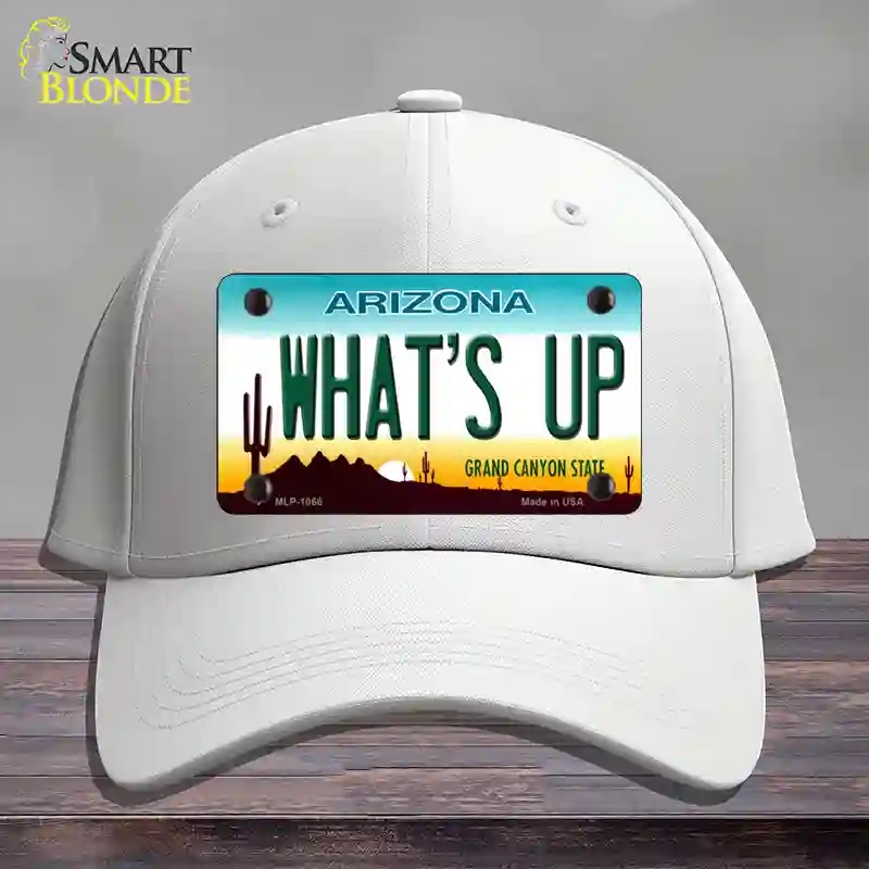 HAT21-MLP-1066 Whats Up Novelty License Plate Hat, Cotton - White