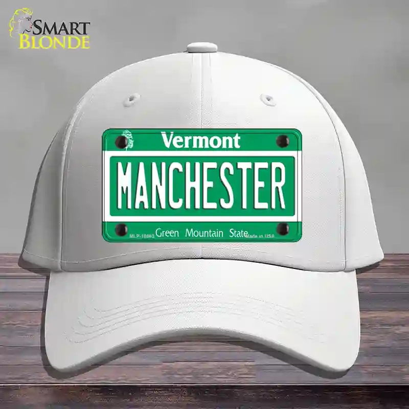 HAT21-MLP-10663 Manchester Vermont Novelty License Plate Hat, Cotton - White