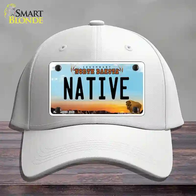 HAT21-MLP-10725 Native North Dakota Novelty License Plate Hat, Cotton - White