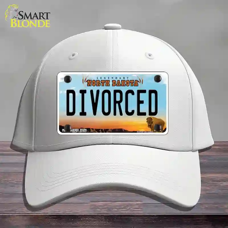HAT21-MLP-10741 Divorced North Dakota Novelty License Plate Hat, Cotton - White
