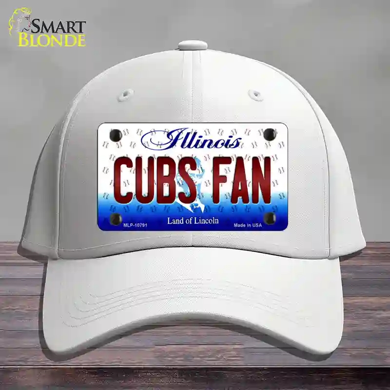 HAT21-MLP-10791 Cubs Fan Illinois Novelty License Plate Hat, Cotton - White