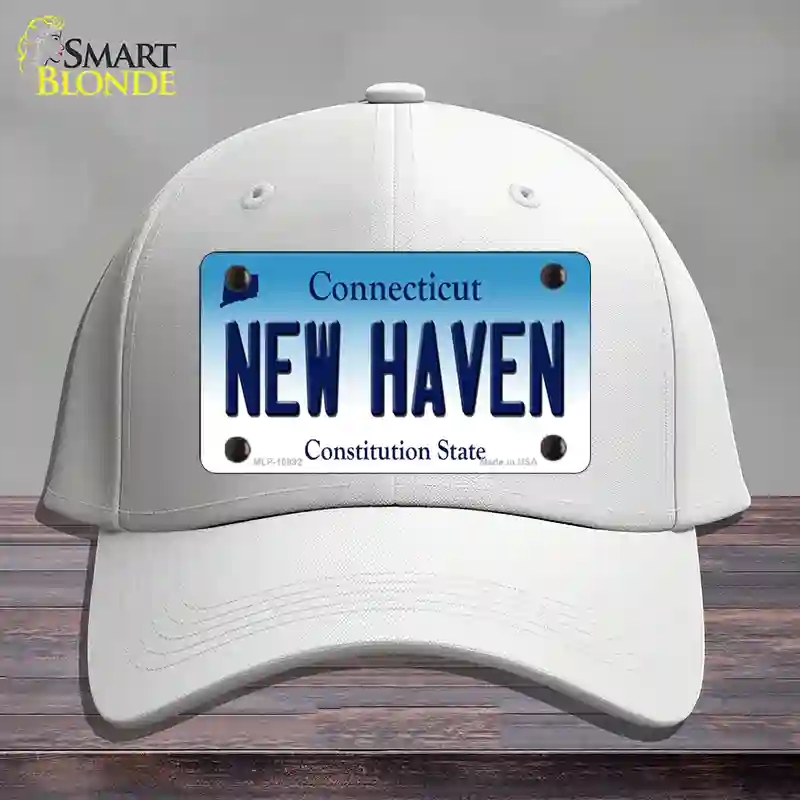 HAT21-MLP-10892   Haven Connecticut Novelty License Plate Hat, Cotton - White