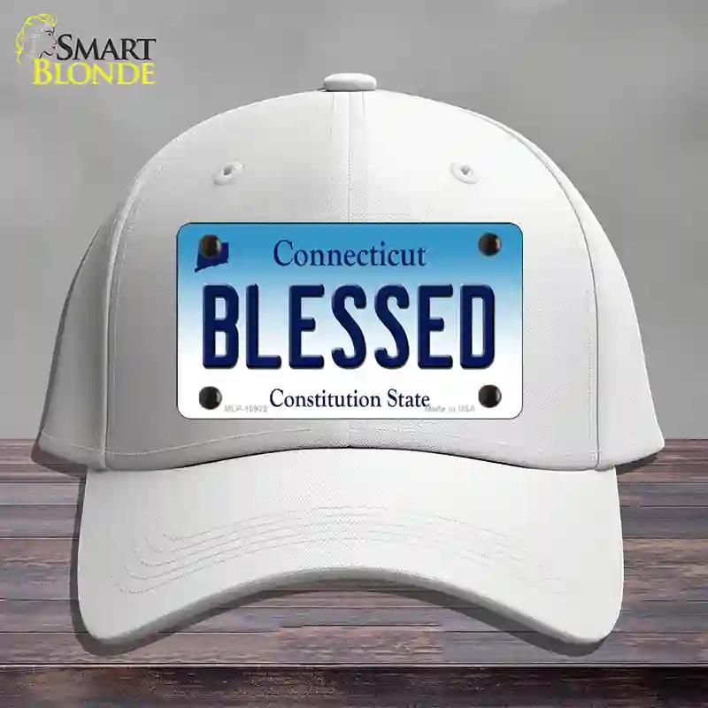 HAT21-MLP-10922 Blessed Connecticut Novelty License Plate Hat, Cotton - White