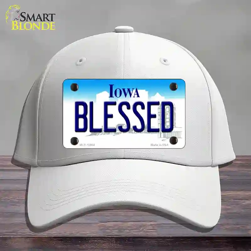 HAT21-MLP-10964 Blessed Iowa Novelty License Plate Hat, Cotton - White