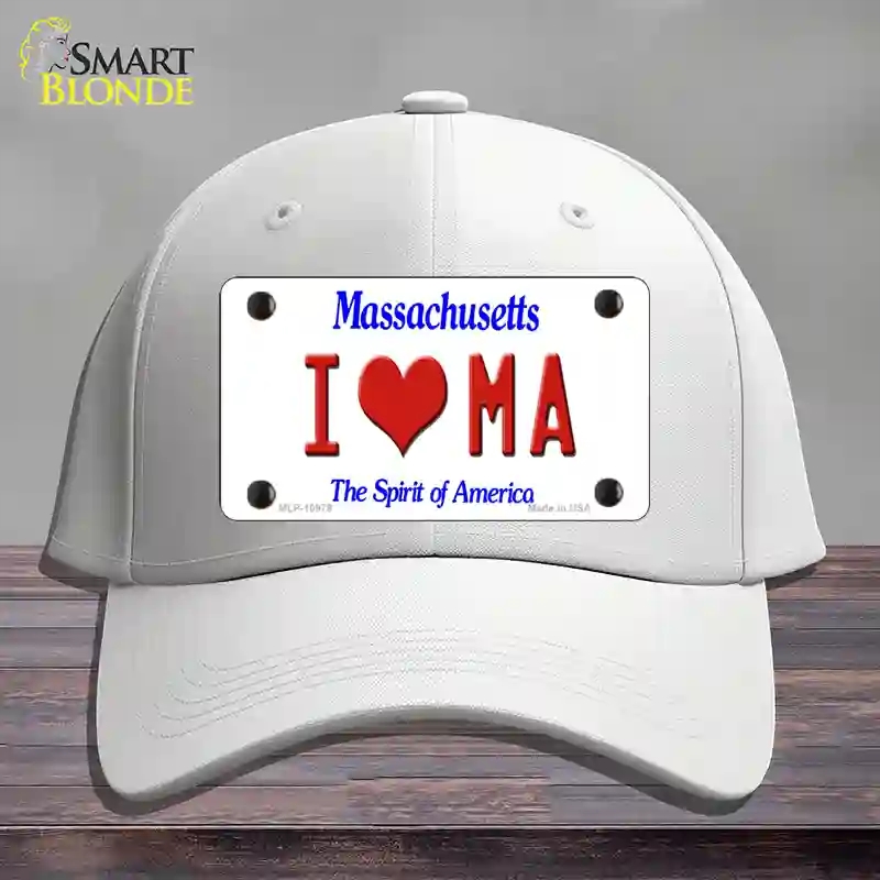 HAT21-MLP-10979 I Love Massachusetts Novelty License Plate Hat, Cotton - White