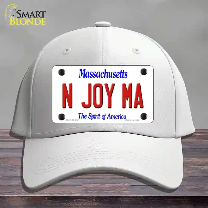 HAT21-MLP-10980 N Joy MA Massachusetts Novelty License Plate Hat, Cotton - White