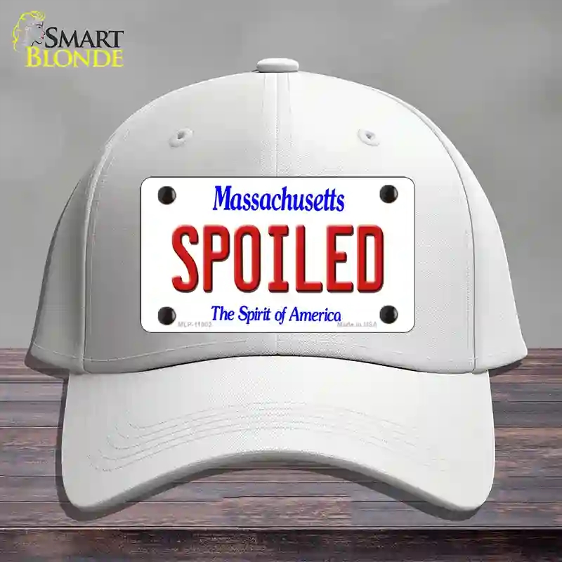HAT21-MLP-11002 Spoiled Massachusetts Novelty License Plate Hat, Cotton - White