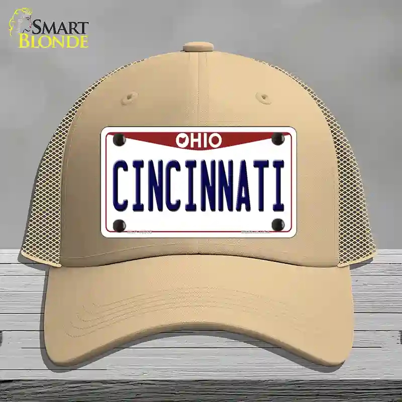 HAT15-MLP-10068 Cincinnati Ohio Novelty License Plate Hat, Mesh - Khaki