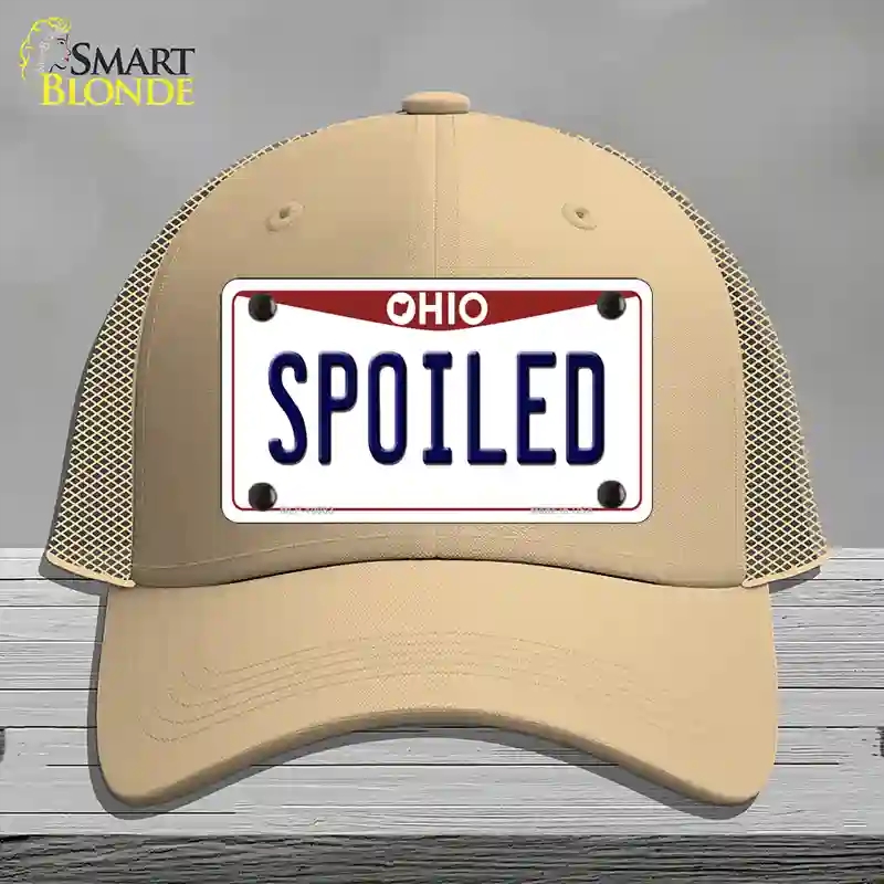 HAT15-MLP-10083 Spoiled Ohio Novelty License Plate Hat, Mesh - Khaki