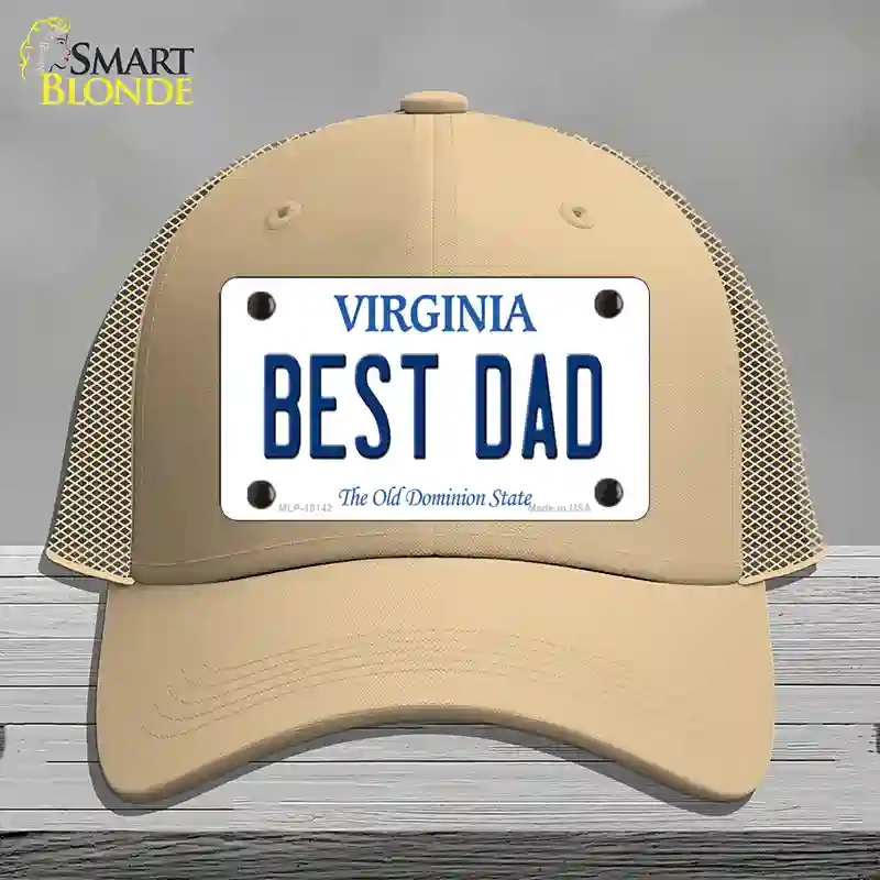 HAT15-MLP-10142 Best Dad Virginia Novelty License Plate Hat, Mesh - Khaki