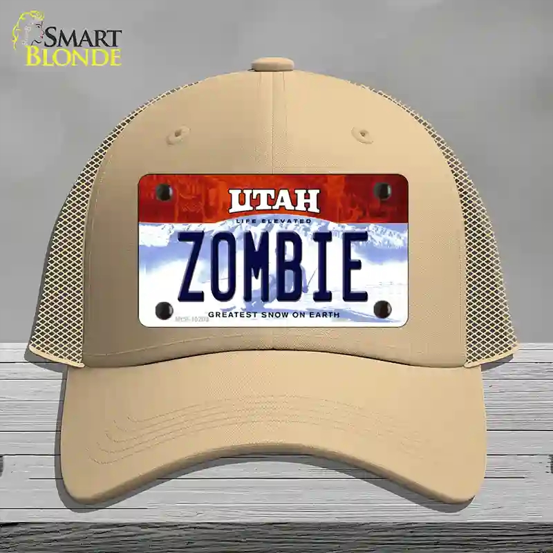 HAT15-MLP-10209 Zombie Utah Novelty License Plate Hat, Mesh - Khaki