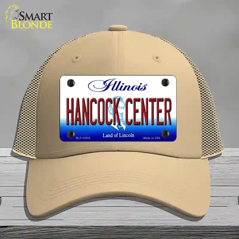 HAT15-MLP-10328 Hancock Center Illinois Novelty License Plate Hat, Mesh - Khaki