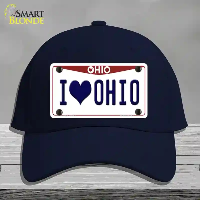 HAT20-MLP-10072 I Love Ohio Novelty License Plate Hat, Cotton - Navy