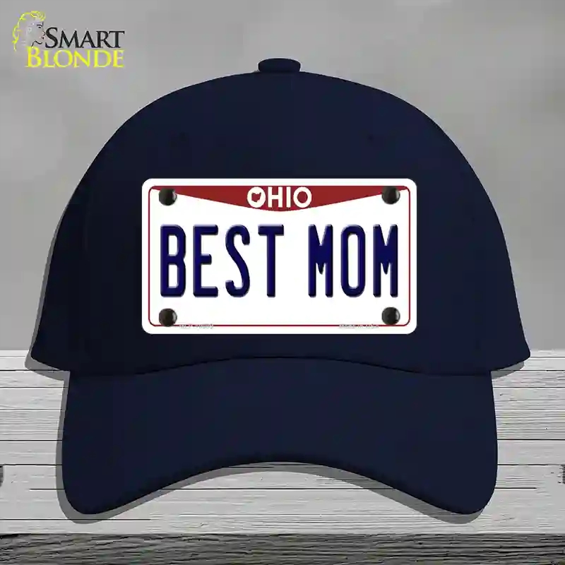 HAT20-MLP-10099 Best Mom Ohio Novelty License Plate Hat, Cotton - Navy