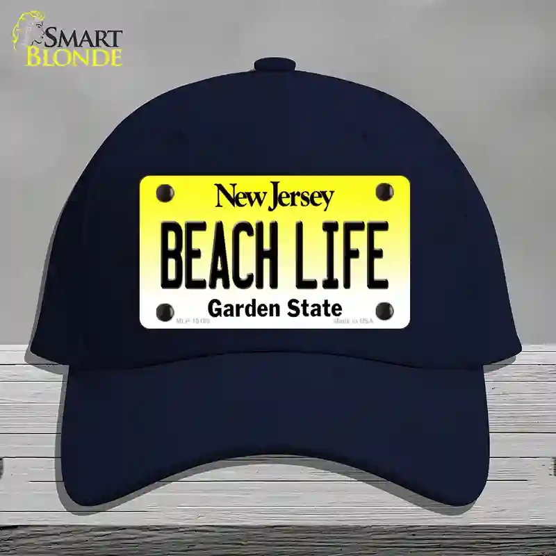 HAT20-MLP-10183 Beach Life   Jersey Novelty License Plate Hat, Cotton - Navy