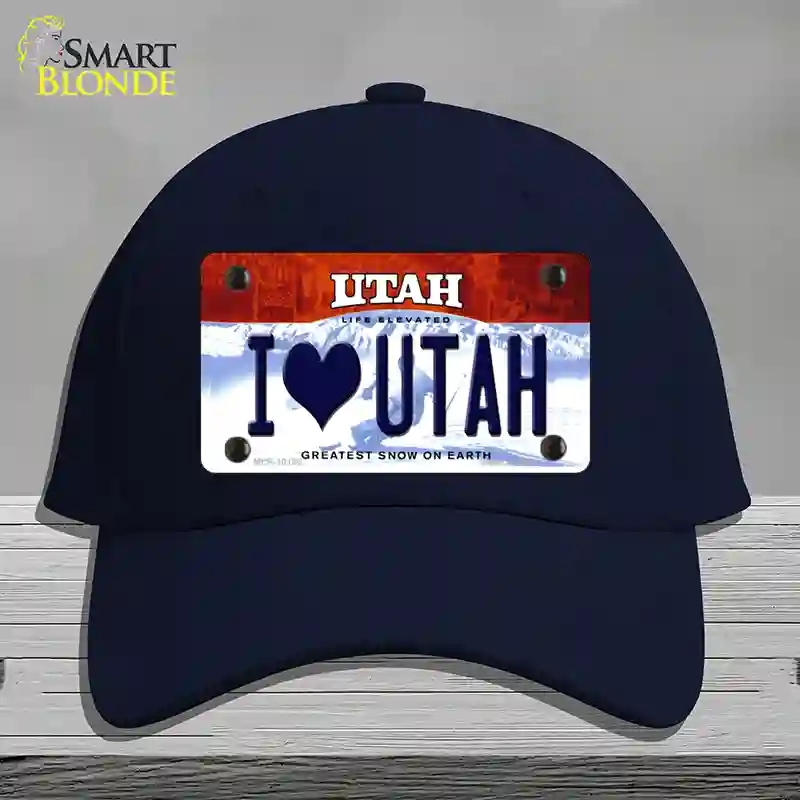 HAT20-MLP-10196 I Love Utah Novelty License Plate Hat, Cotton - Navy