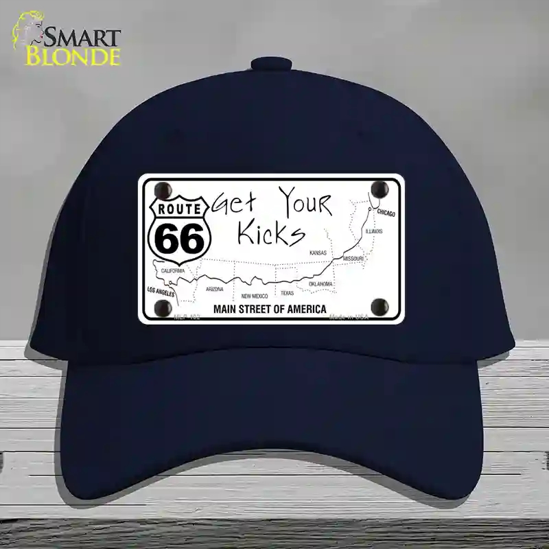 HAT20-MLP-102 US Route 66 Map Novelty License Plate Hat, Cotton - Navy