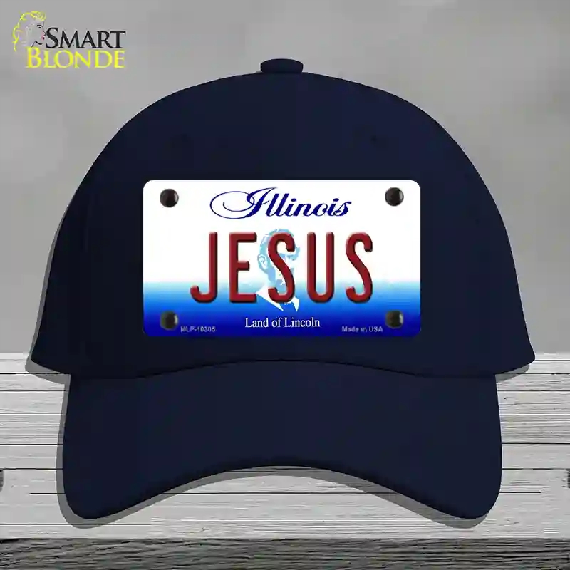 HAT20-MLP-10305 Jesus Illinois Novelty License Plate Hat, Cotton - Navy