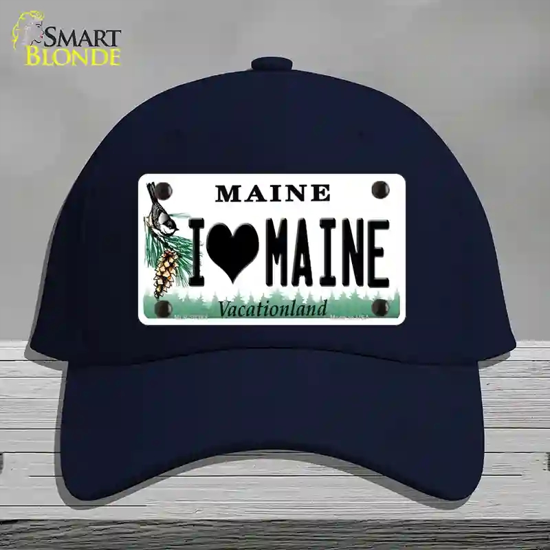 HAT20-MLP-10384 I Love Maine Novelty License Plate Hat, Cotton - Navy