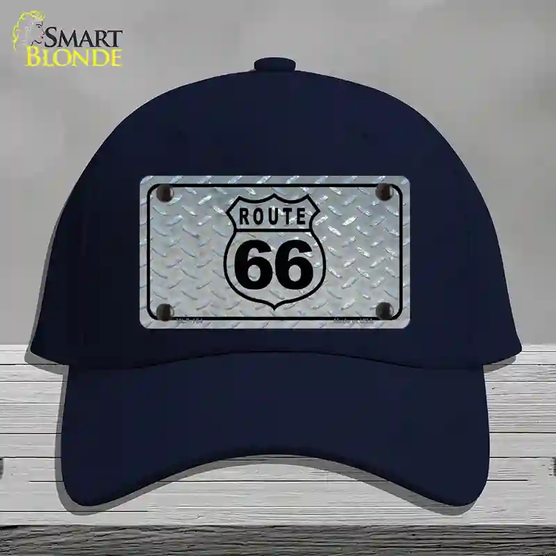 HAT20-MLP-104 Route 66 Shield Diamond Novelty License Plate Hat, Cotton - Navy