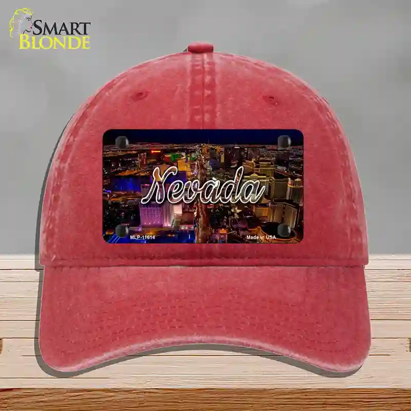 HAT13-MLP-11614 Nevada City Lights State Novelty License Plate Hat, Unconstructed Cotton - Red