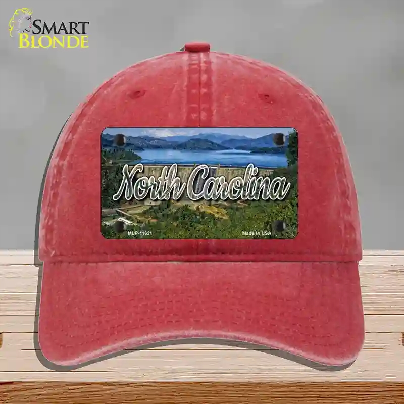 HAT13-MLP-11621 North Carolina Dam State Novelty License Plate Hat, Unconstructed Cotton - Red