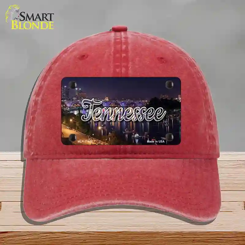 HAT13-MLP-11631 Tennessee Bridge Lights State Novelty License Plate Hat, Unconstructed Cotton - Red