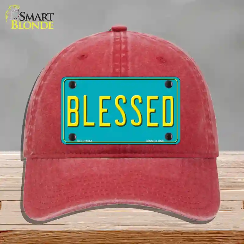 HAT13-MLP-11644 Blessed Novelty License Plate Hat, Unconstructed Cotton - Red