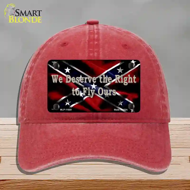 HAT13-MLP-11688 We Deserve the Right Novelty License Plate Hat, Unconstructed Cotton - Red