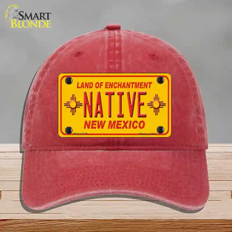 HAT13-MLP-11735 Native   Mexico Yellow State Novelty License Plate Hat, Unconstructed Cotton - Red