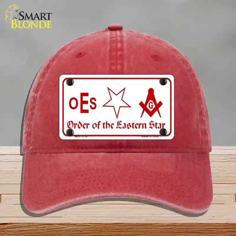 HAT13-MLP-1176 Order of the Eastern Star Novelty License Plate Hat, Unconstructed Cotton - Red