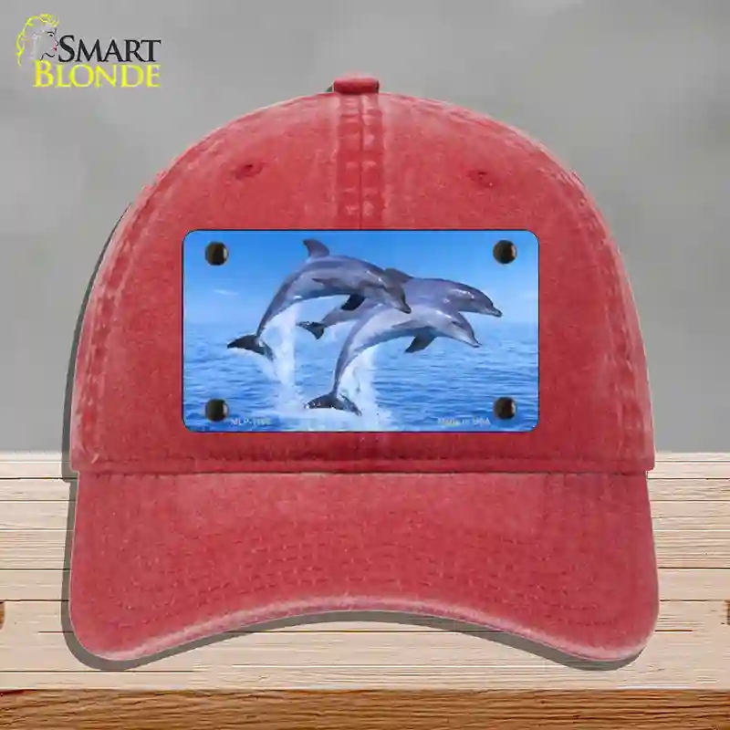 HAT13-MLP-1186 Dolphins Novelty License Plate Hat, Unconstructed Cotton - Red
