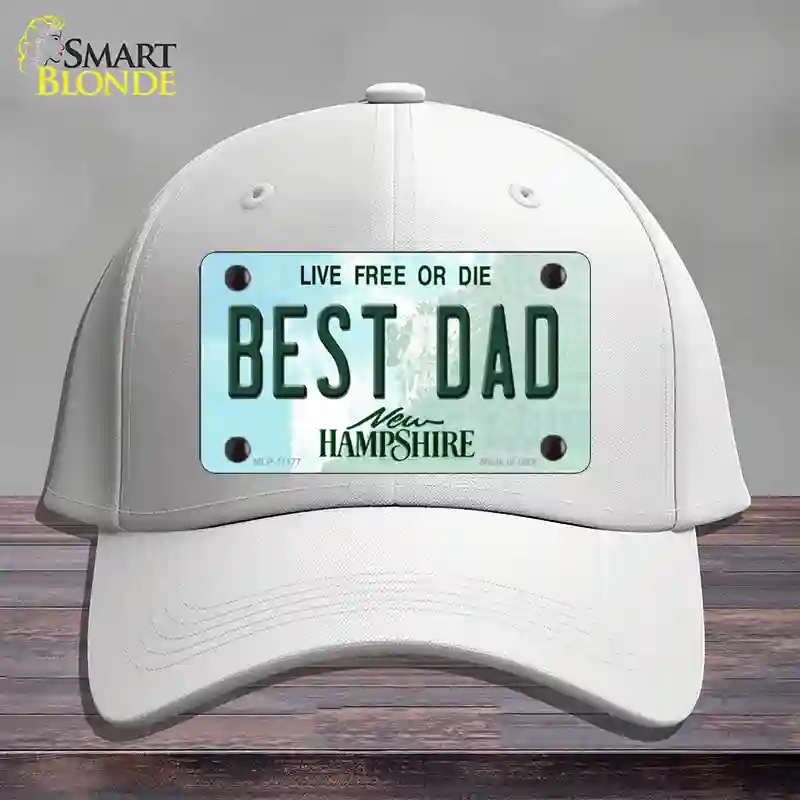 HAT21-MLP-11177 Best Dad   Hampshire State Novelty License Plate Hat, Cotton - White