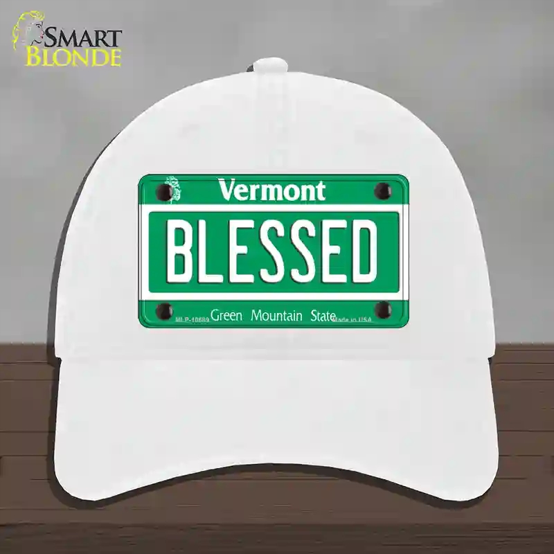 HAT14-MLP-10689 Blessed Vermont Novelty License Plate Hat, Unconstructed Cotton - White