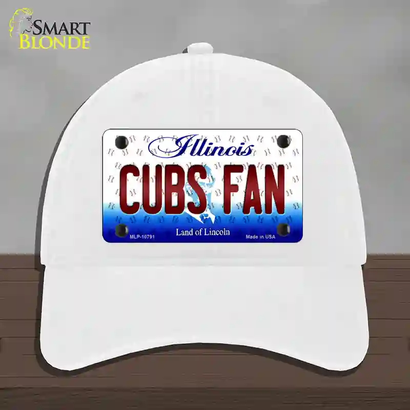 HAT14-MLP-10791 Cubs Fan Illinois Novelty License Plate Hat, Unconstructed Cotton - White