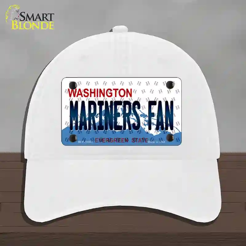 HAT14-MLP-10801 Mariners Fan Washington Novelty License Plate Hat, Unconstructed Cotton - White
