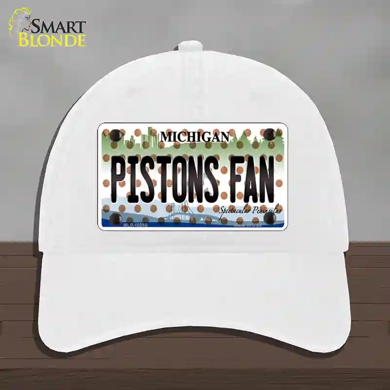 HAT14-MLP-10855 Pistons Fan Michigan Novelty License Plate Hat, Unconstructed Cotton - White