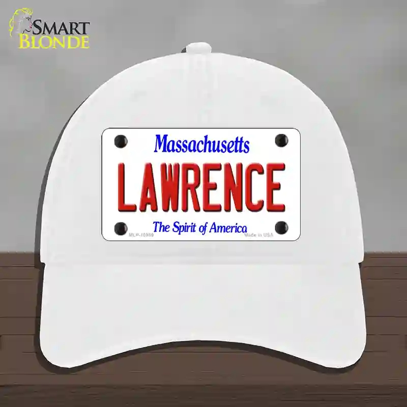 HAT14-MLP-10989 Lawrence Massachusetts Novelty License Plate Hat, Unconstructed Cotton - White