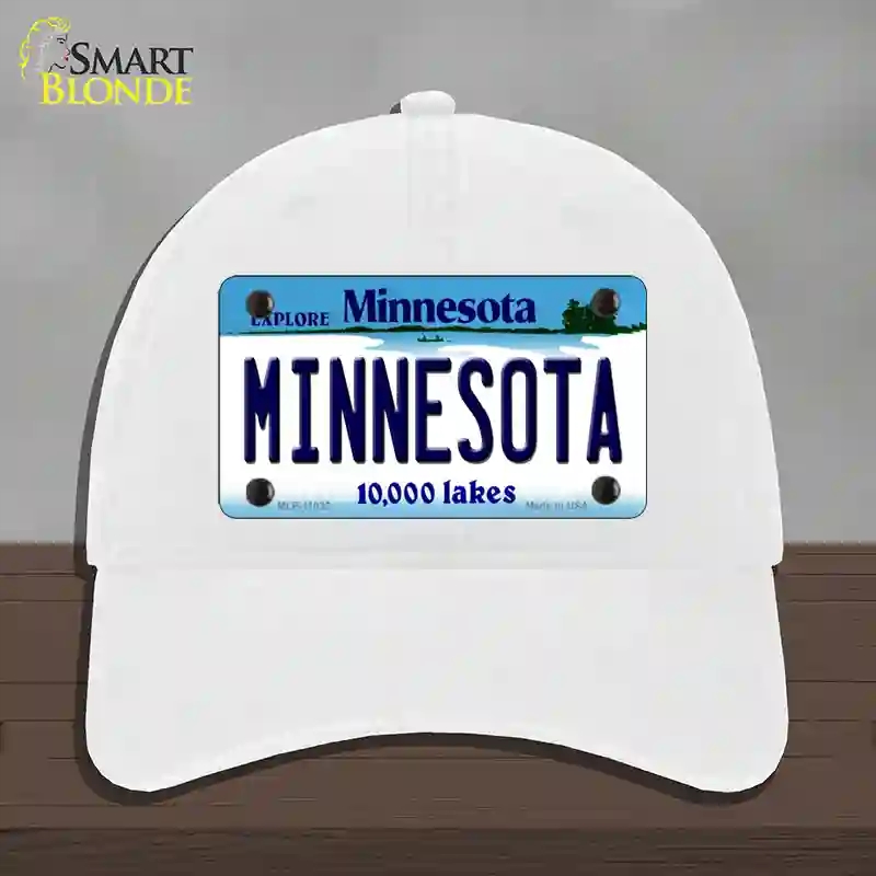 HAT14-MLP-11032 Minnesota State Novelty License Plate Hat, Unconstructed Cotton - White